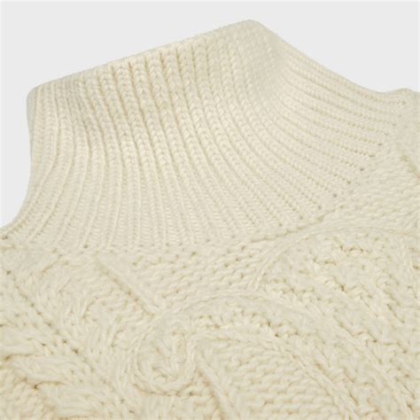 celine sweater with hood in alpaca wool|HIGH NECK SWEATER IN ARAN ALPACA WOOL .